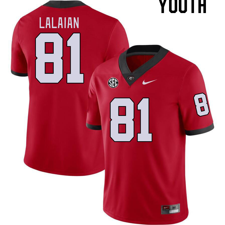 Georgia Bulldogs Youth David Lalaian #81 Red Stitched College UGA Football Jersey 23JJ014UF